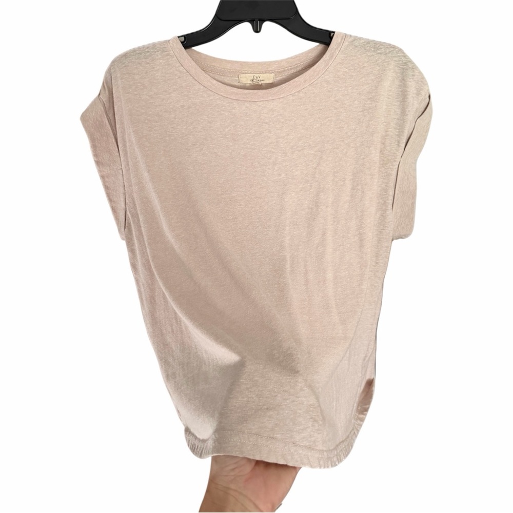 Chelsea & Violet Relaxed Short Sleeve Crewneck Tee in Light Beige